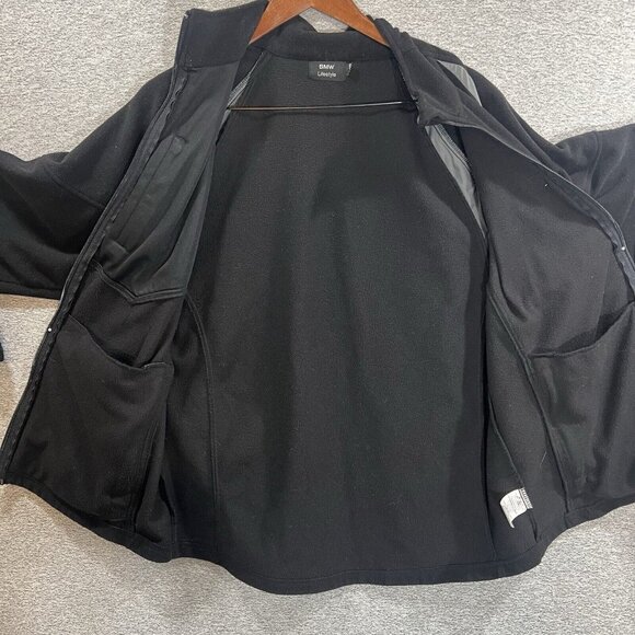 BMW Full Zip Fleece Jacket Mens Size XL Zipper Pockets Black - Picture 9 of 12